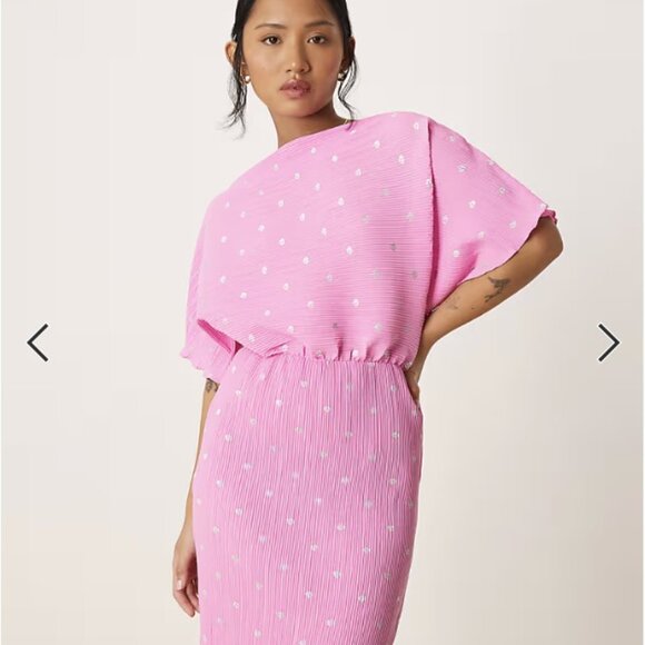 NWT Never Fully Dressed pink plisse maxi dress [petite] - Picture 2 of 2